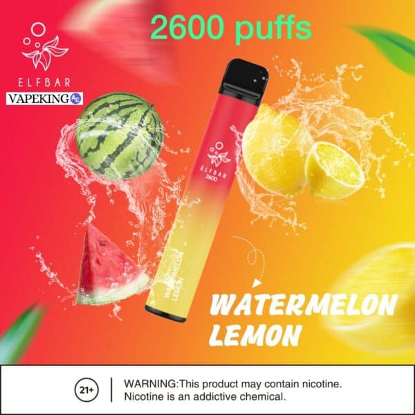 ELF BAR DISPOSABLE VAPE 2600 Puff Watermelon Lemon 1