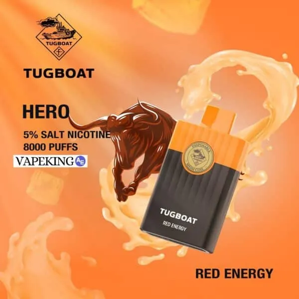 TUGBOAT HERO DISPOSABLE VAPE 8000 PUFFS Red Energy 1