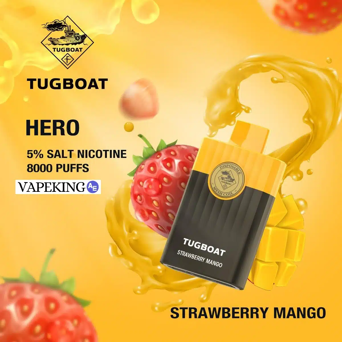 TUGBOAT HERO DISPOSABLE VAPE 8000 PUFFS Strawberry Mango 1