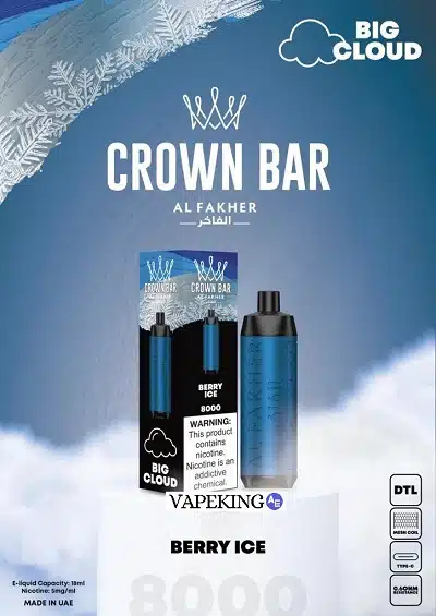 crown bar disposable vape 8000 puffs berry ice