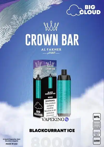 crown bar disposable vape 8000 puffs blackcurrant ice