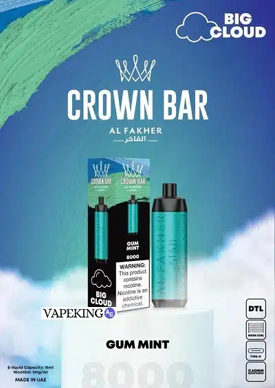 crown bar disposable vape 8000 puffs gum mint