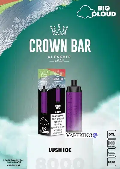 crown bar disposable vape 8000 puffs lush ice