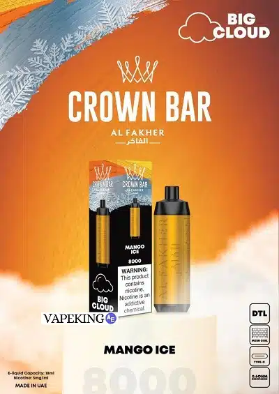 crown bar disposable vape 8000 puffs mango ice