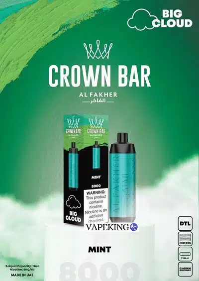 crown bar disposable vape 8000 puffs mint