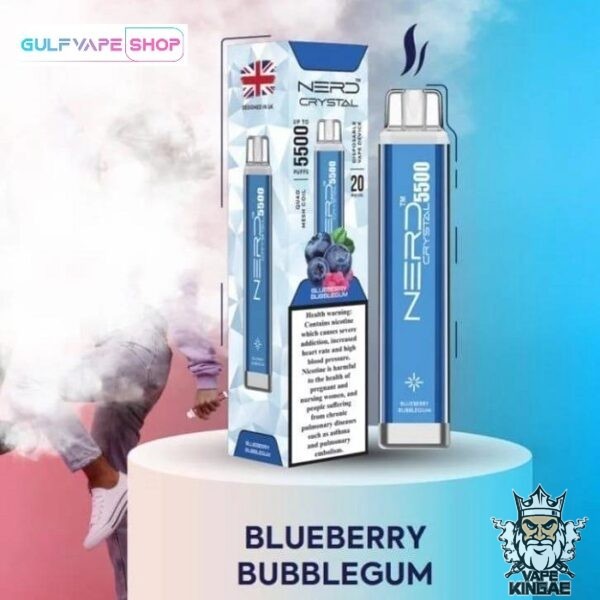 NERD CRYSTAL DISPOSABLE VAPE DEVICE 5500 PUFFS blueberry bubblegum