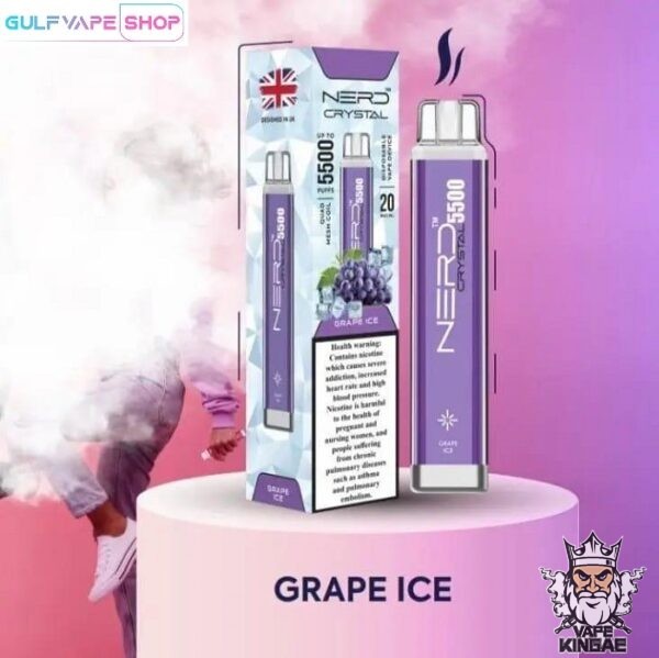 NERD CRYSTAL DISPOSABLE VAPE DEVICE 5500 PUFFS grape ice