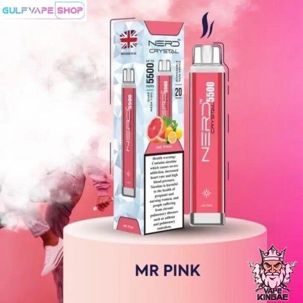 NERD CRYSTAL DISPOSABLE VAPE DEVICE 5500 PUFFS mr pink