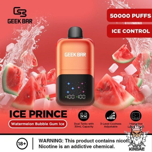 GEEK BAR ICE PRINCE 50K WATERMELON BUBBLE GUM ICE