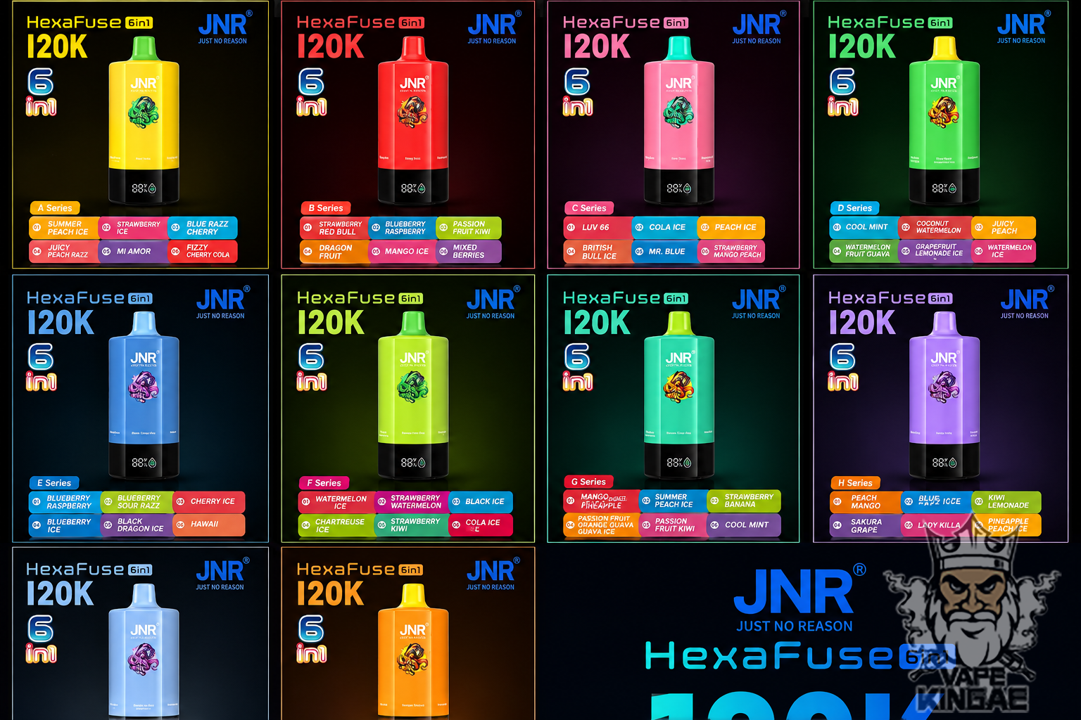 JNR HexaFuse 120K PUFFS (6 in 1) DISPOSABLE VAPE JNR HexaFuse 120K PUFFS
